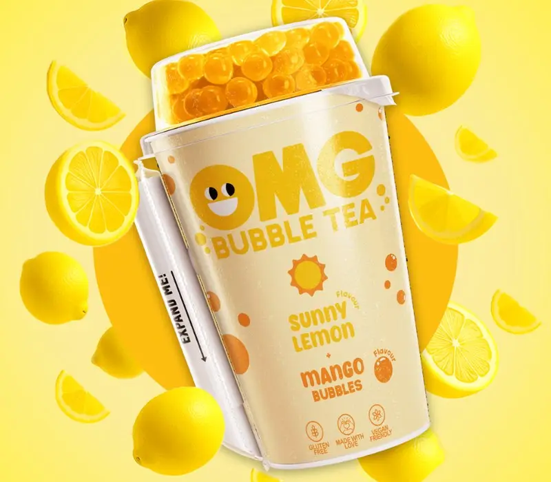 OMG Sunny Lemon bubble tea with lemons
