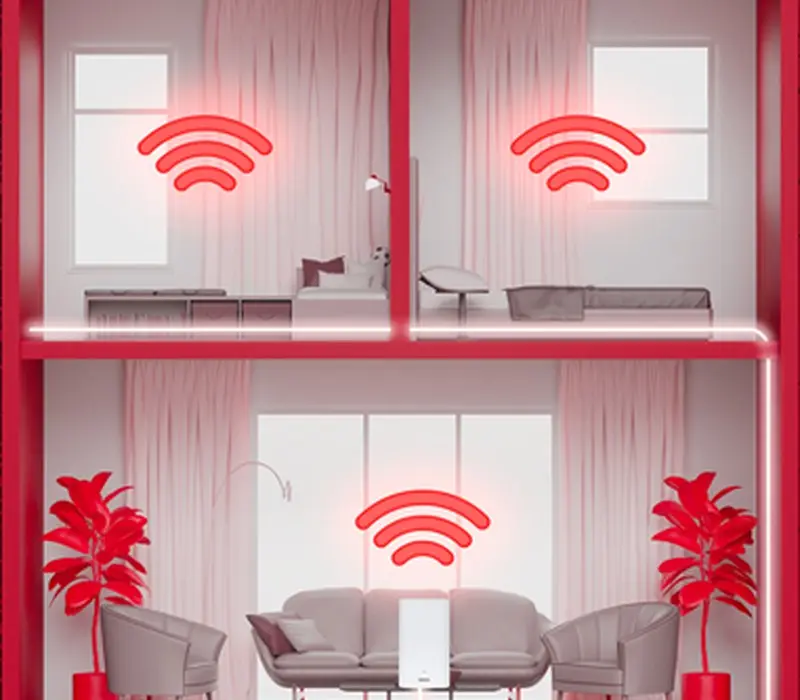 Ooredoo Home+ illustration of Wi-Fi in every room